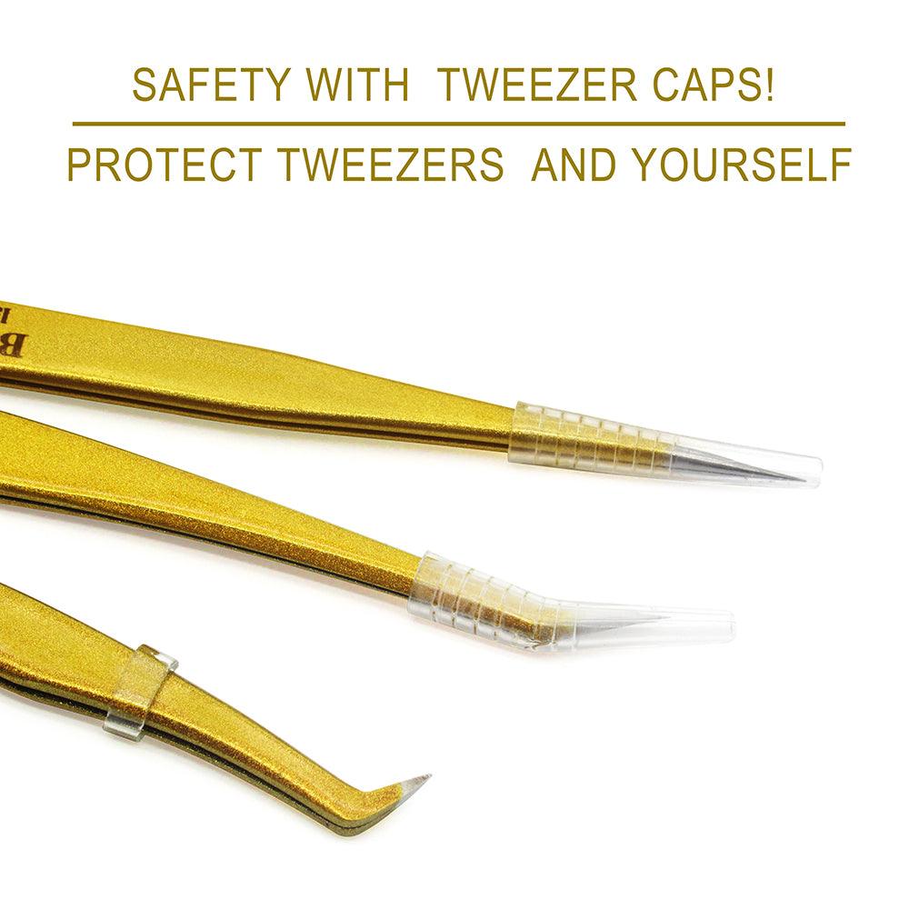 3 Pieces Eyelash Extension Tweezers Set Golden Volume Tweezers